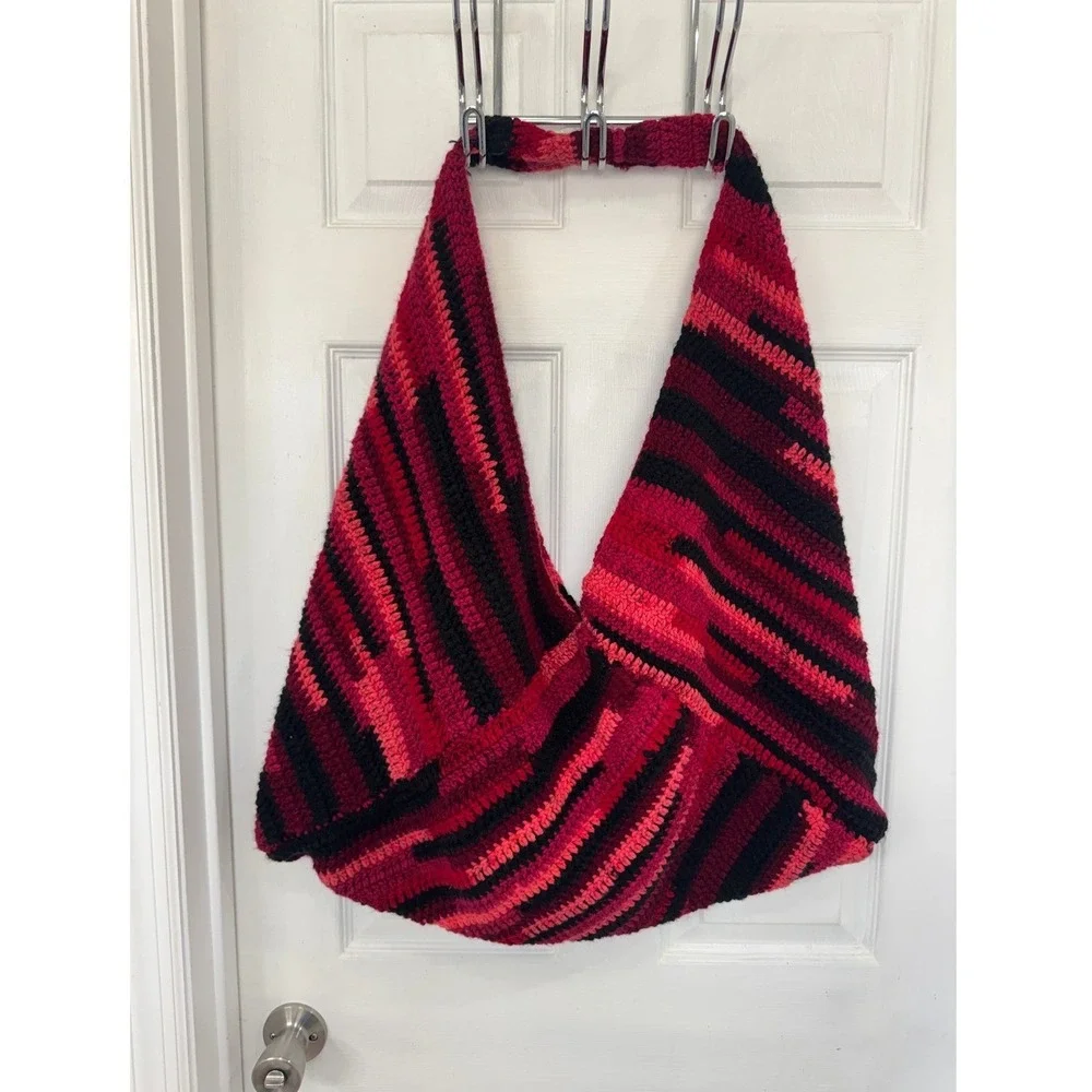 Giant‎ Hobo Hand Knit Stripe Bag Single Shoulder Strap Stretch Large Purse Tote